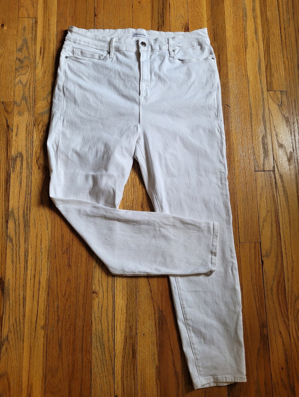 Good American Good Legs Crop White Skinny Jeans - Size 18